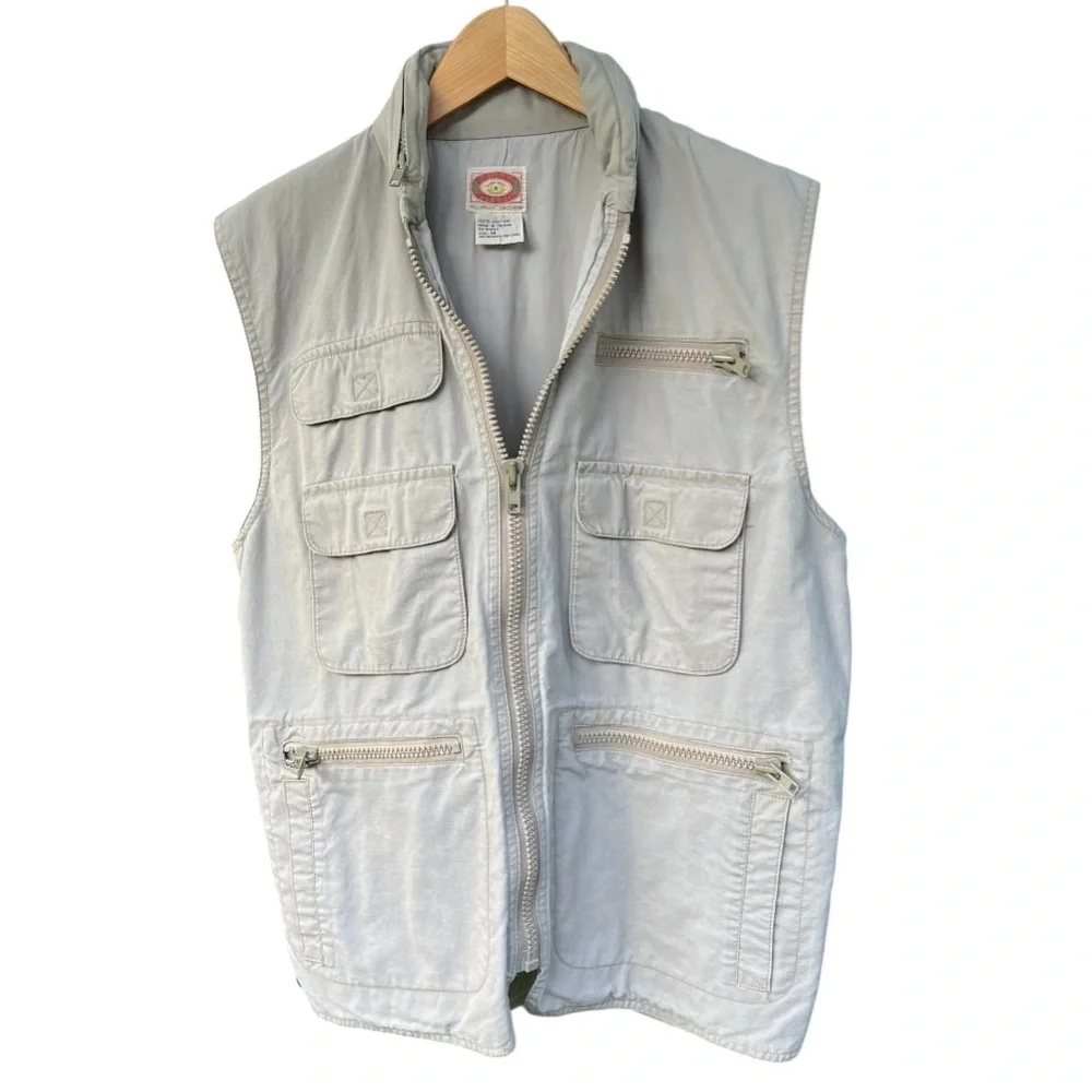 Vintage Banana Republic Men Safari Utility Bush Vest Hooded Hunting Fishing 80’s